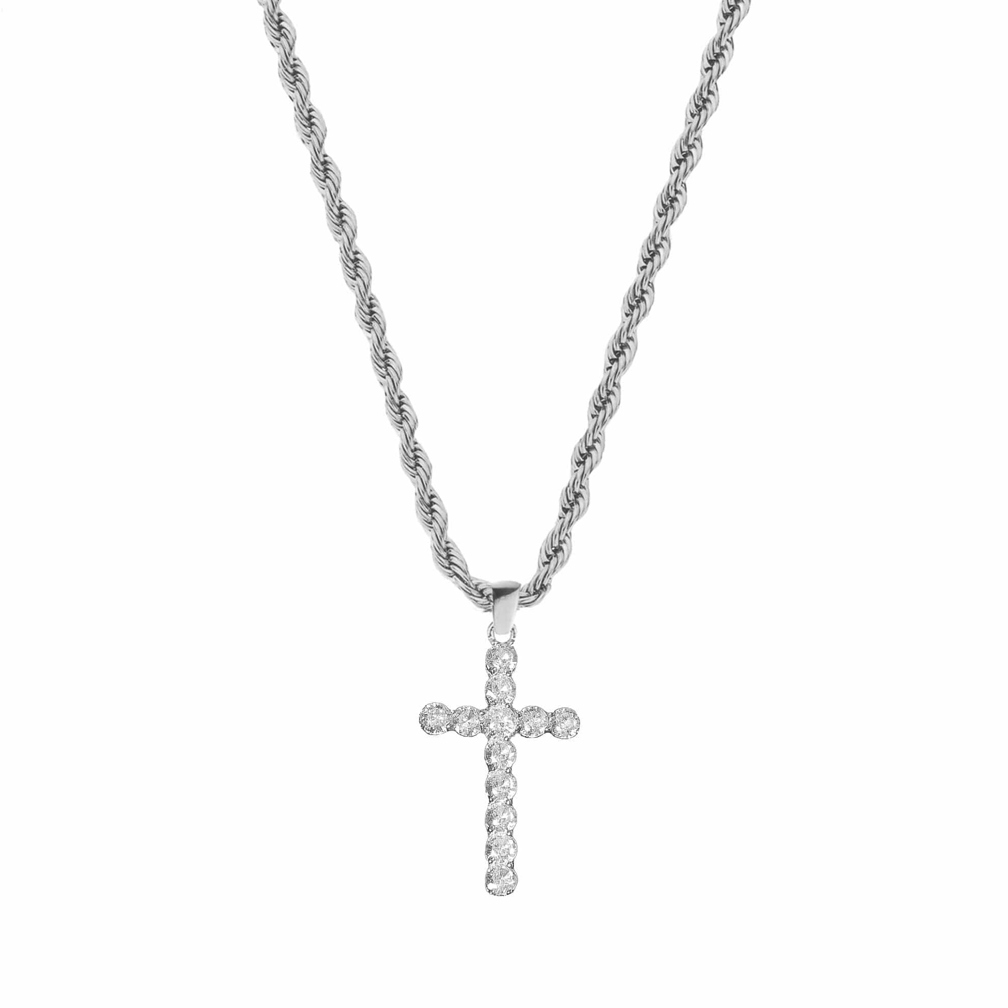 Diamond Cross Pendant – Silver