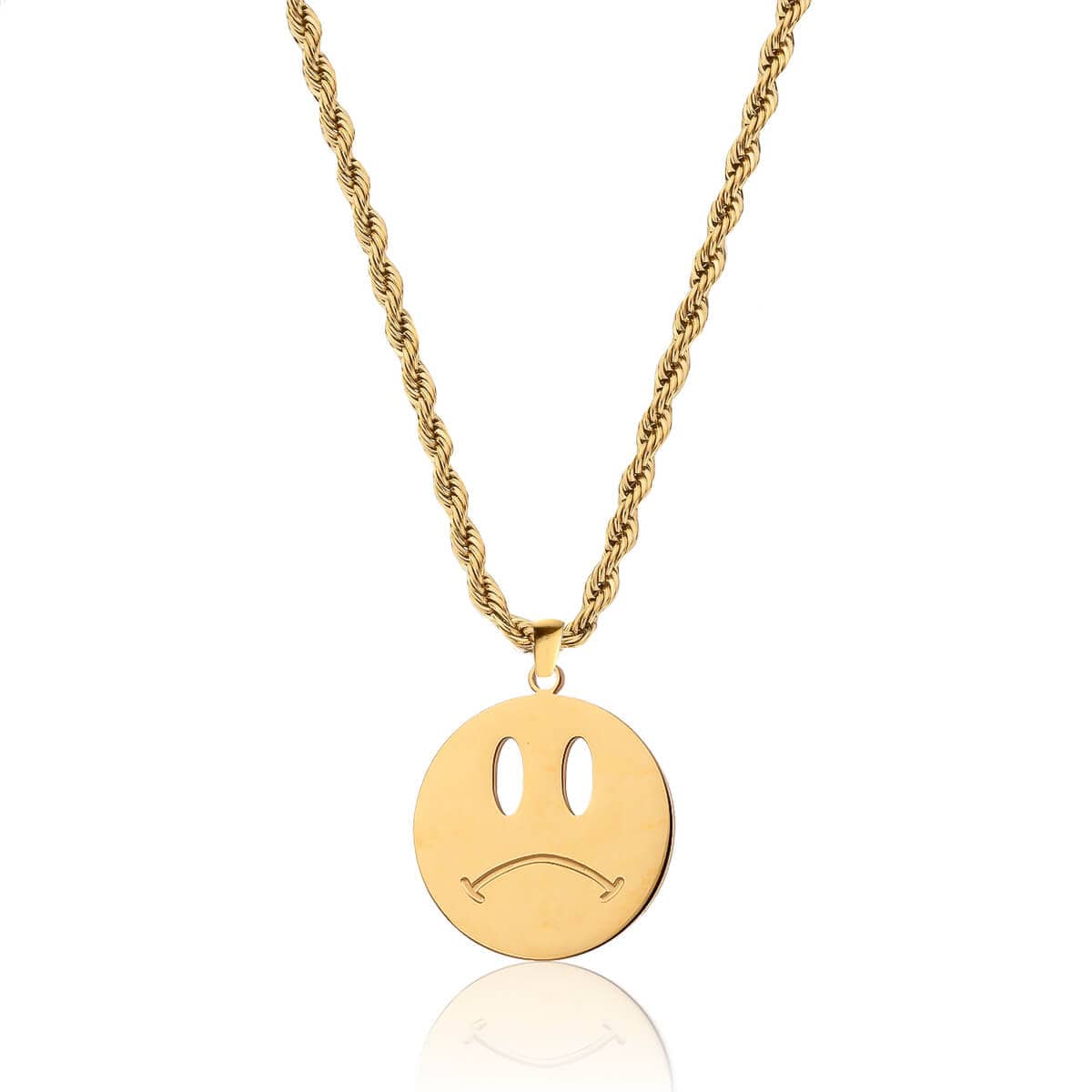 Double Sided Smiley Pendant – Gold
