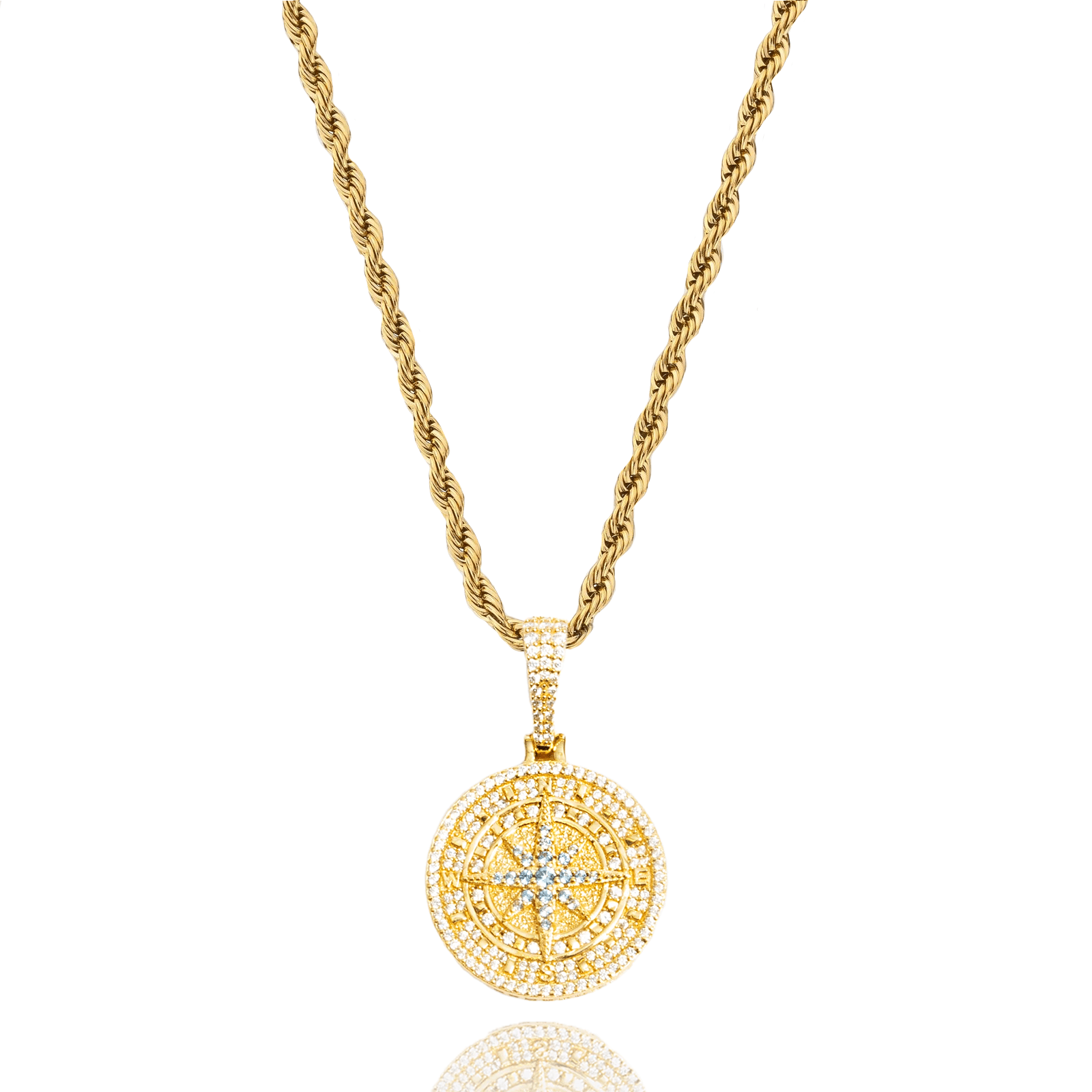 Iced Compass Pendant – Gold