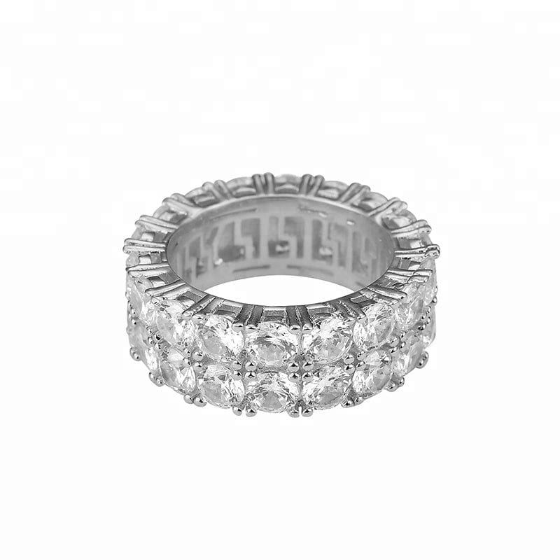 Double Row Diamond Ring – Silver