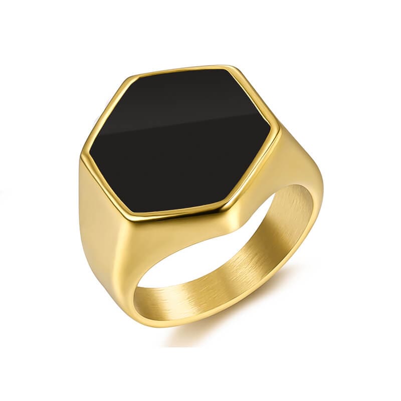 Hexagon Stone Ring – Gold