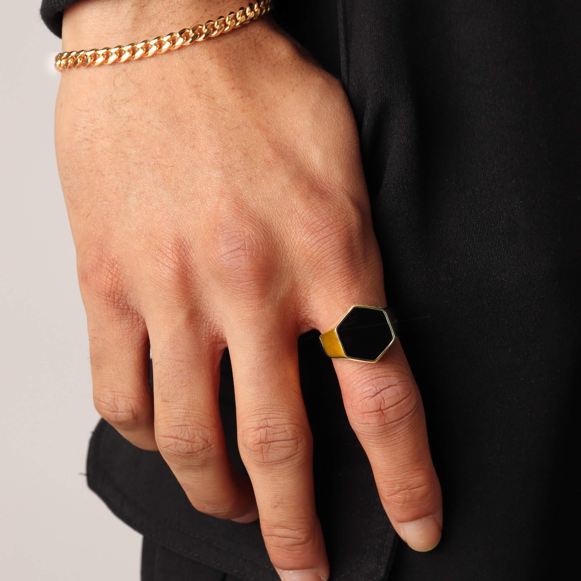 Hexagon Stone Ring – Gold