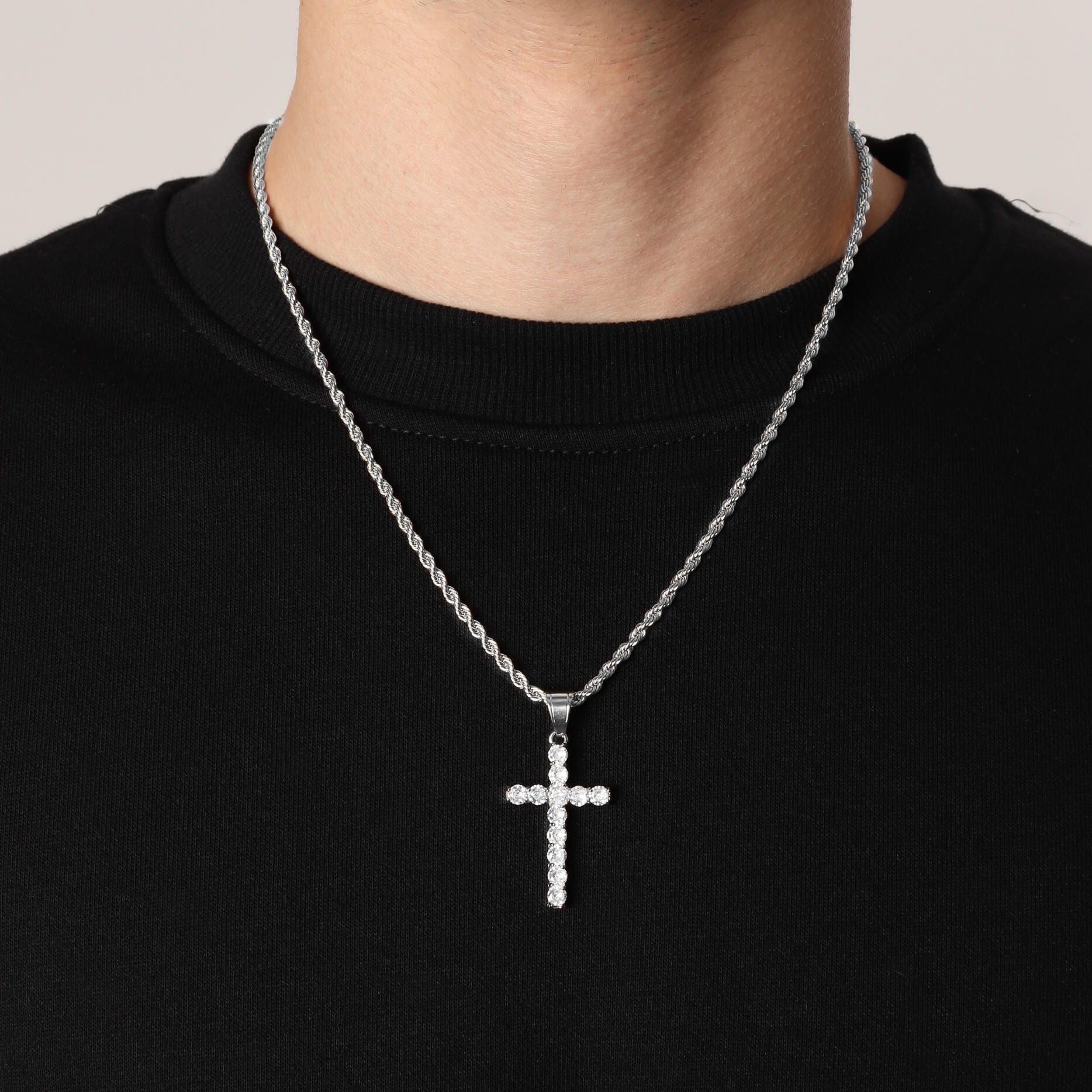 Diamond Cross Pendant – Silver