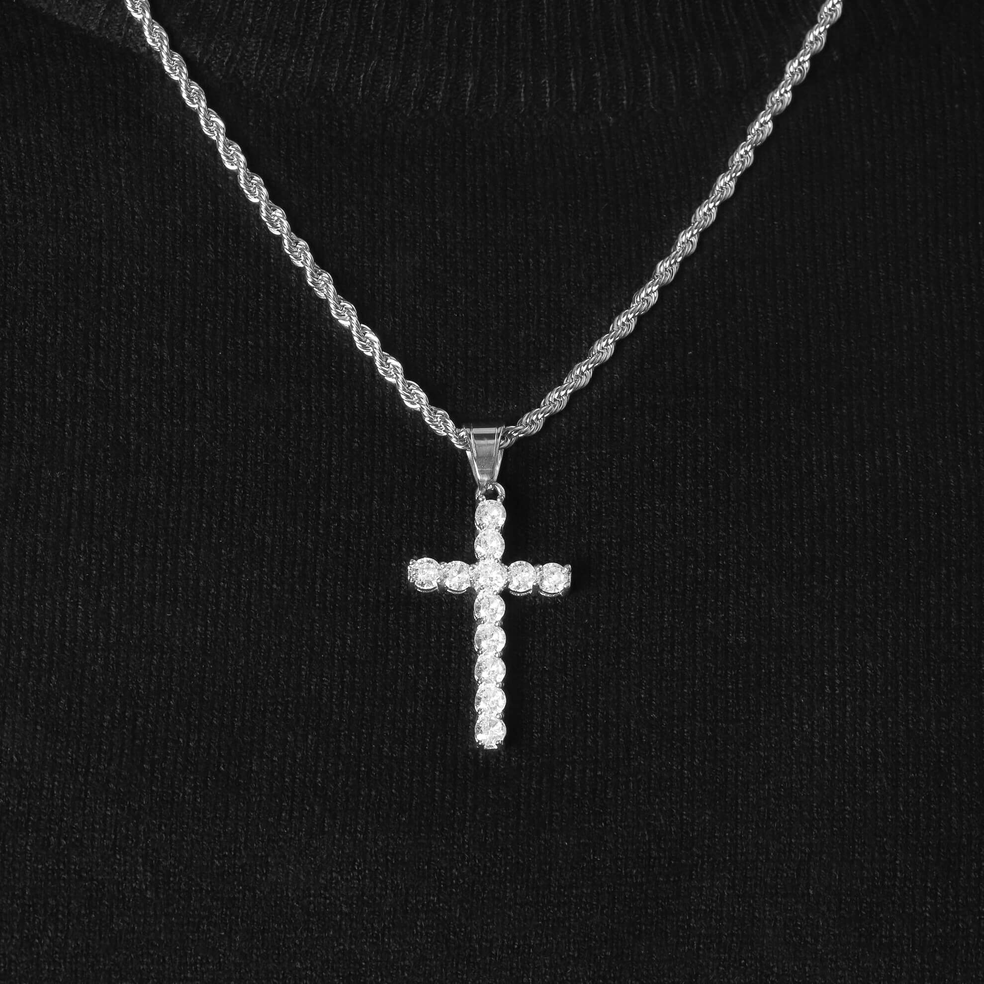 Diamond Cross Pendant – Silver