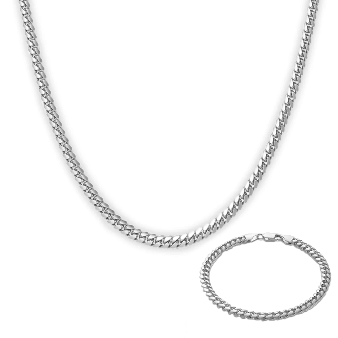 Miami Cuban Set – Silver (5MM)